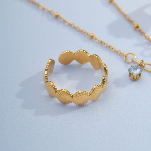 Anel Conchas do Mar Folheado Ouro 18K