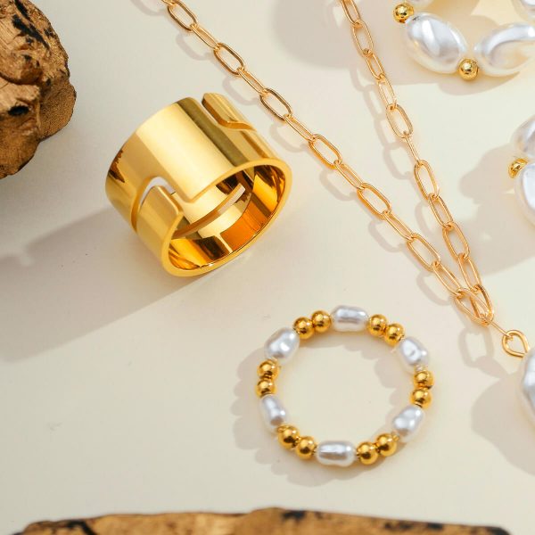 Anel Hi-lo Chunky Folheado Ouro 18K