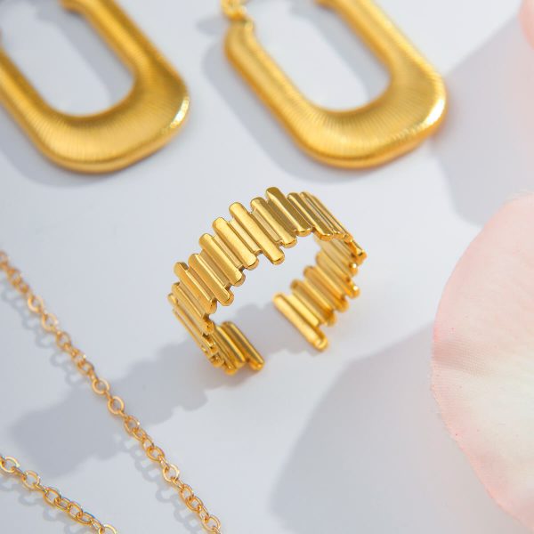 Anel de Barras Folheado Ouro 18K