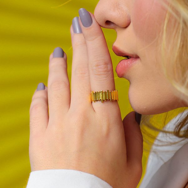 Anel de Barras Folheado Ouro 18K